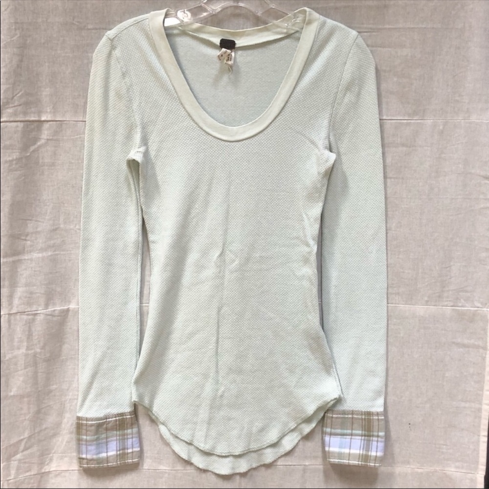 ISO Free People Mint Lou Flannel Cuff Thermal XS
